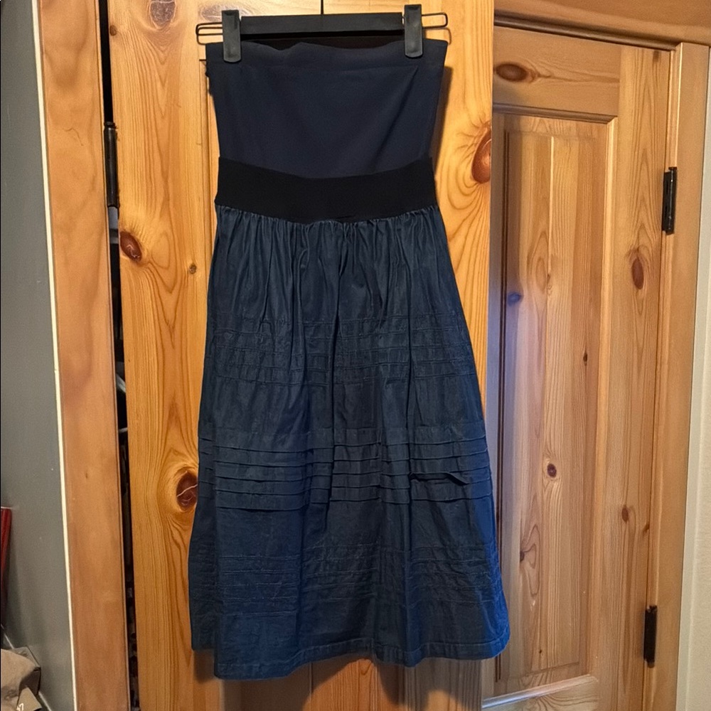 Theory Navy Strapless Dress